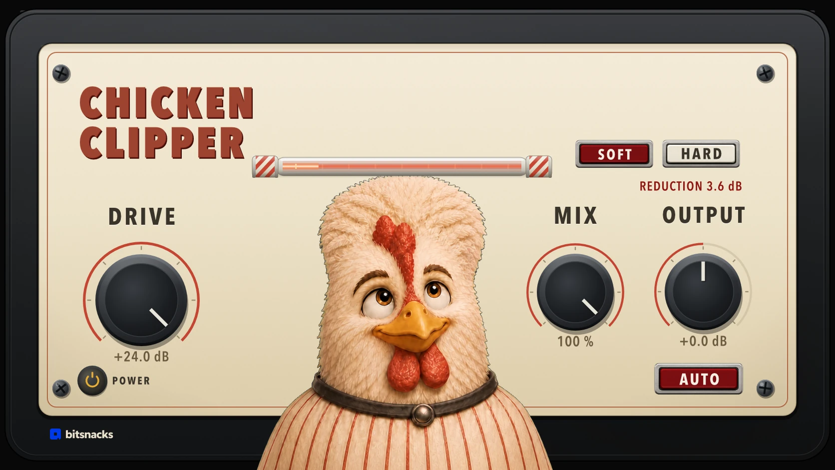 Chicken Clipper Soft mode with rounded feather contact at the guide